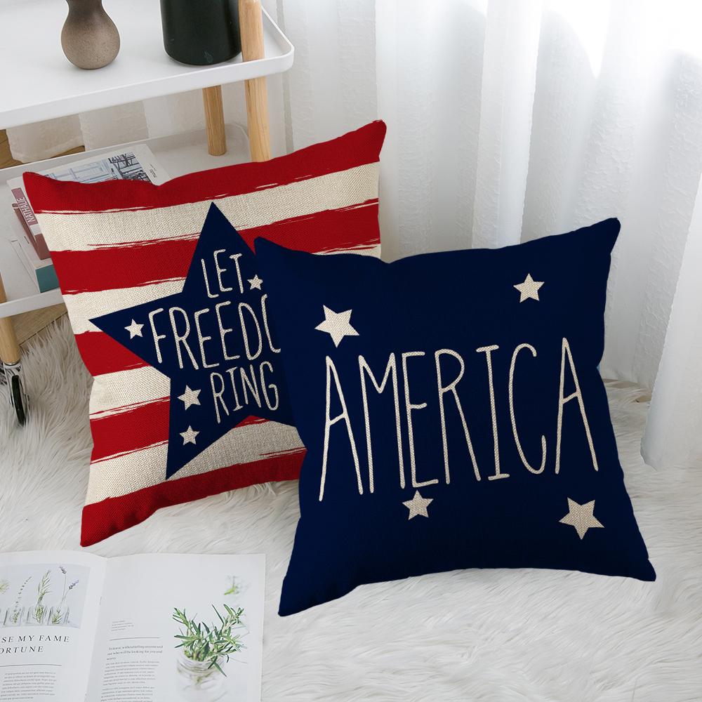 Independence Day Throw Pillow Case Usa Fourth Of July Freedom Independence Linen Home Living Room Sofa Pillow Case