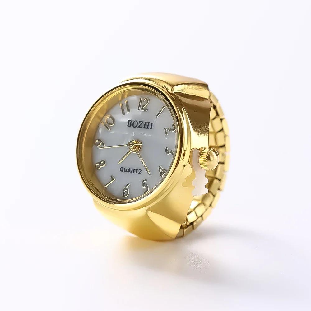Barevný prsten na hodinky Ženy Muži Retro Sliver Ukazovátko Quartz Prsteny s hodinami Punk Řemínek ze slitiny Hodinky Šperky Příslušenství