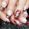 24 Pcs Snowflake False Nails French Tips Full Cover Stick On Nails Bows Ballerinas Press On Nails Manicures Supplies