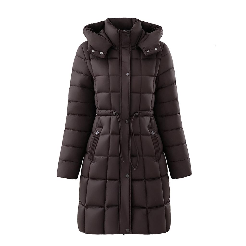 Winter fashion hooded large size down cotton-padded clothes women's new warm waist temperament medium and long cotton-padded jacket