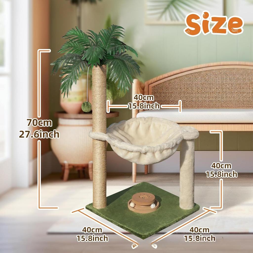 Wooden cat scratching column vertical small cat tree tower with hammock household pet cat climbing integrated frame to relieve boredom toys