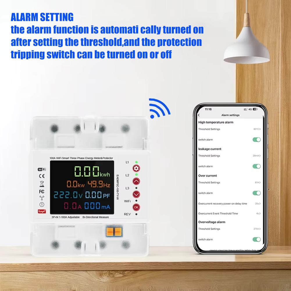 Smart WiFi Meter Three-phase Energy Meter Adjustable Overcurrent Limit