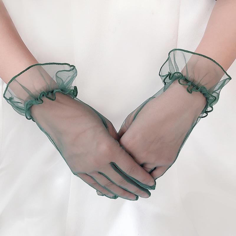 1Pair Sexy Transparentes Black White Mesh Tulle Glove Spring Summer Thin Short Glove Club Prom Party Dancing Dress Bride Gloves