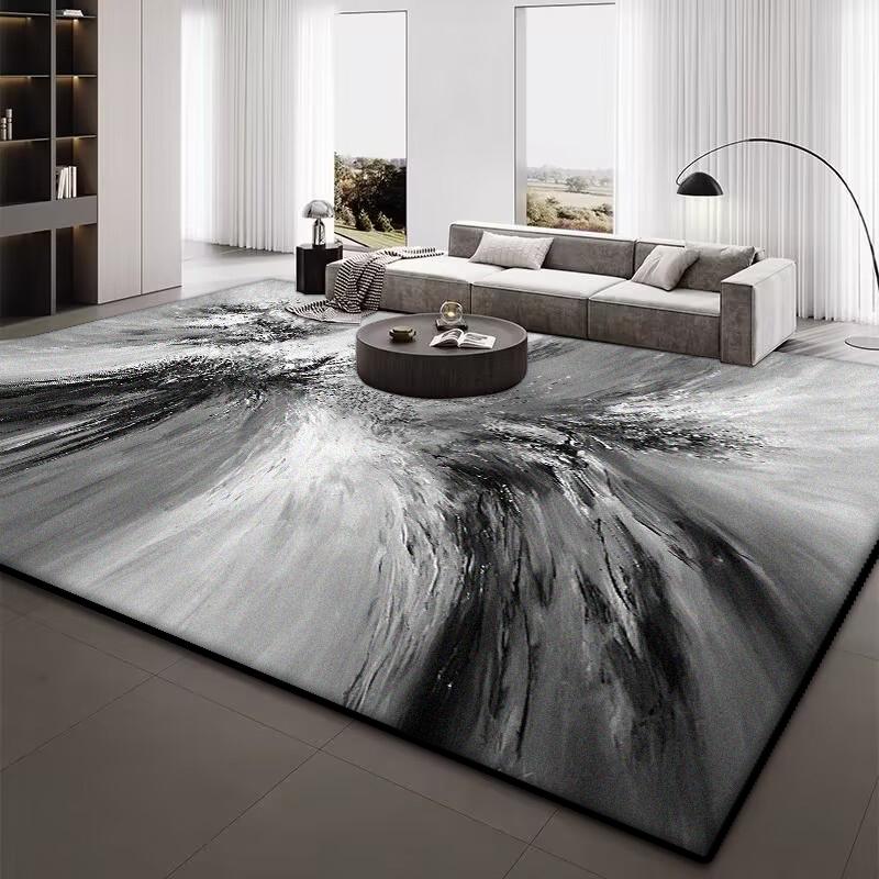 Moderne Schlichte Graue Wohnzimmerdekoration Teppich Große Fläche Weicher Lounge-Teppich Nordische Teppiche für Schlafzimmer Waschbare Rutschfeste Bodenmatte
