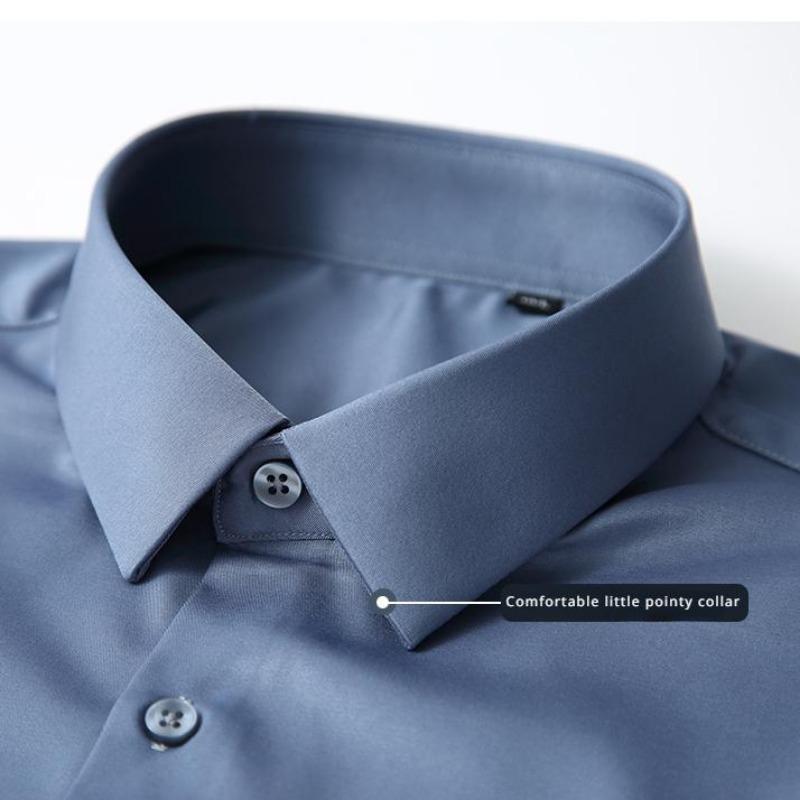 Langarmhemd für Herren, Business, hochwertiges Seidenhemd, bügelfrei, knitterfrei, professionell, formell, mehrfarbig, Sommer, Frühling und Herbst