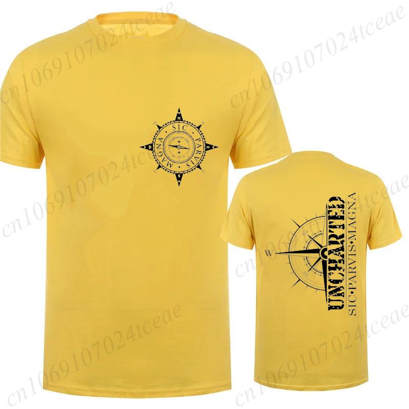 

Magna Sic Parvis Принт Графика Футболка Мужская Одежда Футболка с Коротким Рукавом Uncharted Приключение Поездка Компас Мужская Уличная Одежда Футболка S