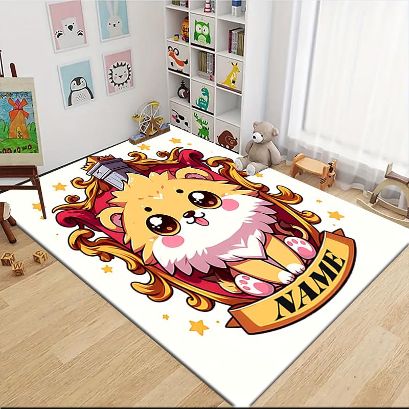 Custom Name Gryffindor Pride Fire Carpet Rug Customizable Soft Washable Anti-Slip Home Living Room Sofa Mats Personalized Rug. 090985