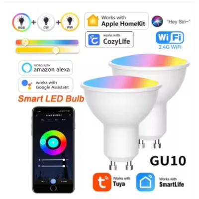 GU10 Smart Bulb, RGBCW Color Changing Alexa LED Light Bulbs 5W - WiFi Track Light Bulbs Dimmable Music Sync 2.4G WiFi for Kitchen, Bedroom