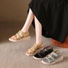 Thick-soled retro new Roman sandals women's shoes heightened woven hollow one-word buckle belt comfortable sandals