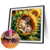 40x40cm Sunflower Bunny 5D DIY Full Drill Round Diamond Painting Kit Wall Decor