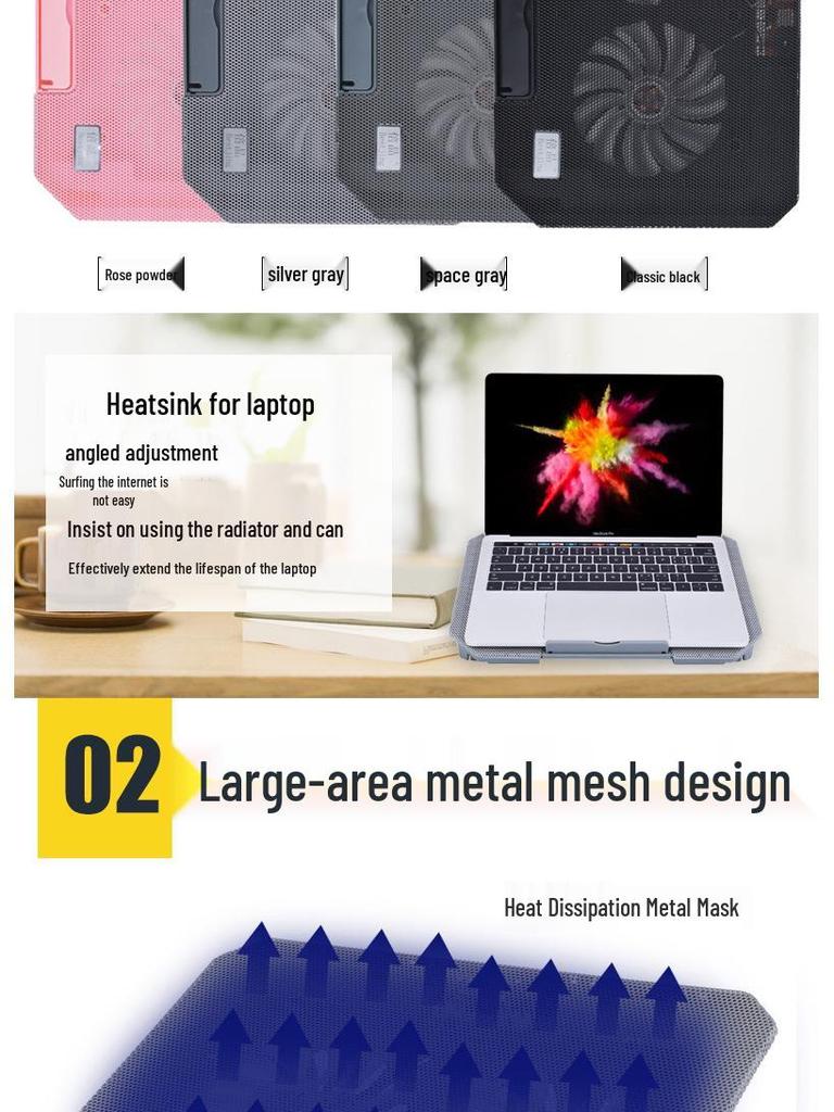 N99 Laptop Cooling Base with Adjustable Height for 14-Inch Devices