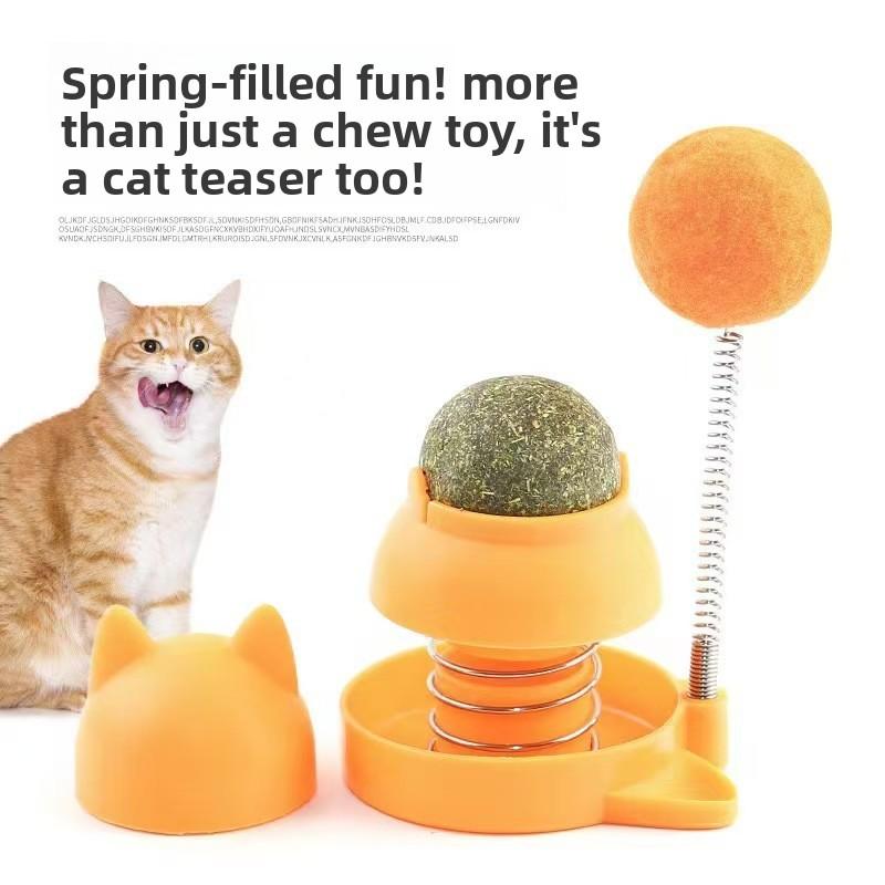 Мячики с кошачьей мятой, Качающиеся игрушки для кошек, Саморазвлечение кошек, Лизание, Забавные товары для питомцев, Палочки-дразнилки для кошек, Кусание котятами жёлтый