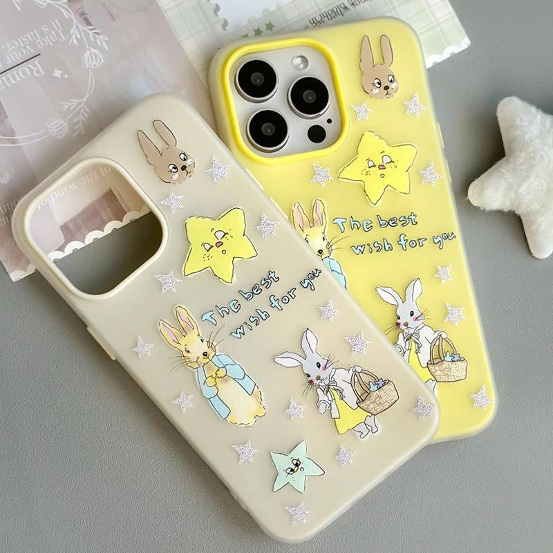 Star Rabbit Is Suitable for Apple 16/17promax Mobile Phone Case iPhone15 Skin Matte 13/12 Jelly 14.
