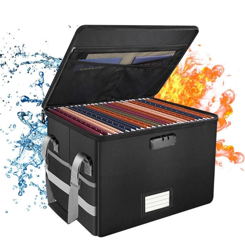 Portable Heat Proof File Box With Insulation Layer And Adjustable Handle For Easy Transport