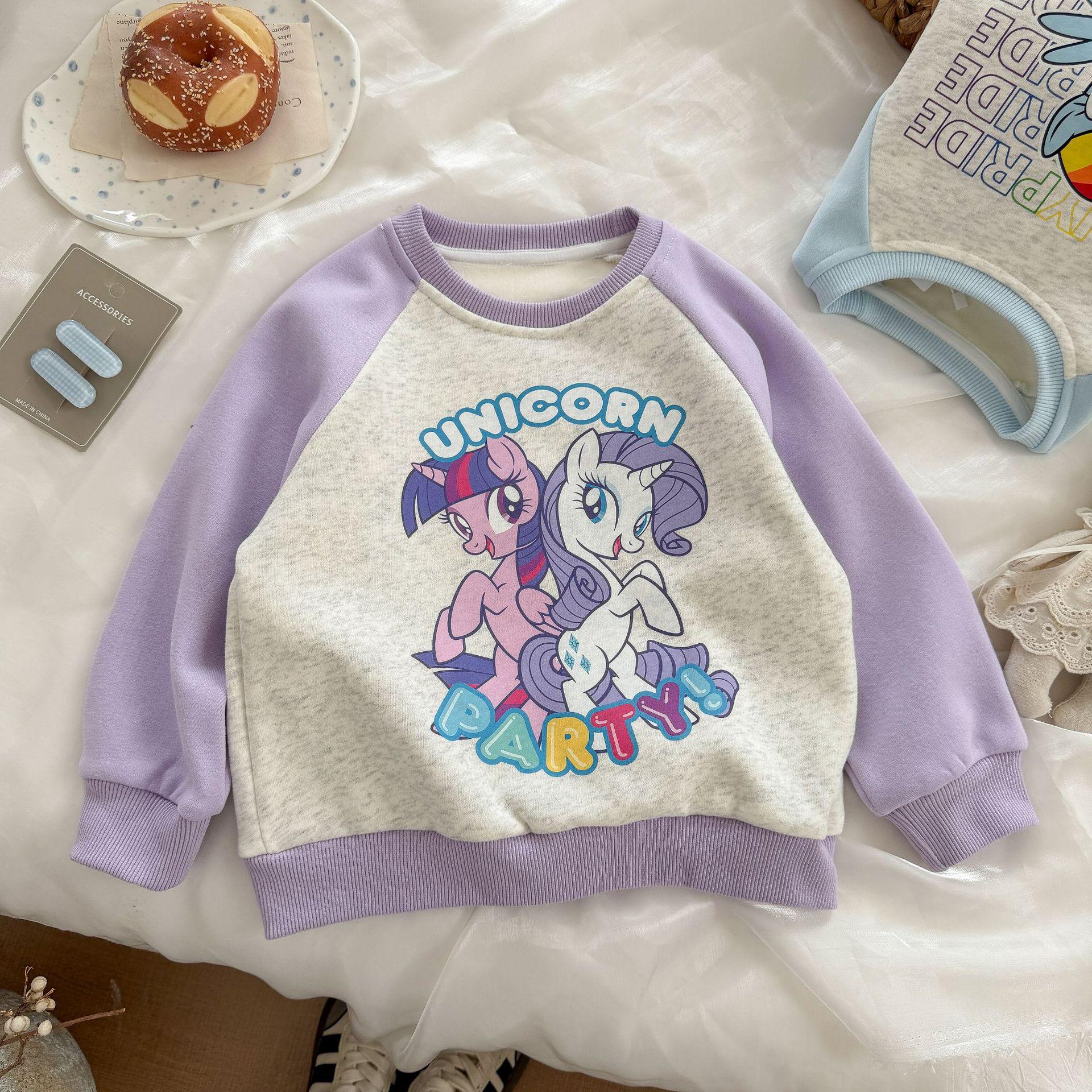 

Детская флисовая толстовка My Little Pony, Утепленная, С круглым вырезом, Мультяшный дизайн, Милая и уютная для носки на улице 100cm