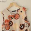ZANZEA Women Holiday Casual Round Neck Sleeveless Print Dress