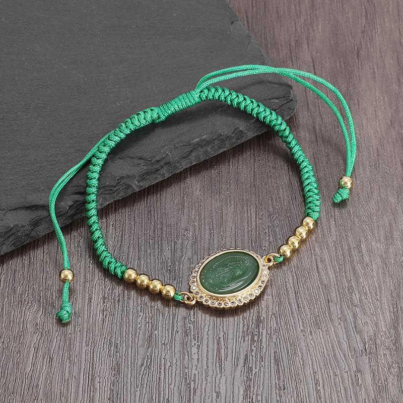 Exquisite Zircon Hand Woven Virgin Mary Bracelet for Women Girls Fashionable Good Luck Amulet Jewelry Gift