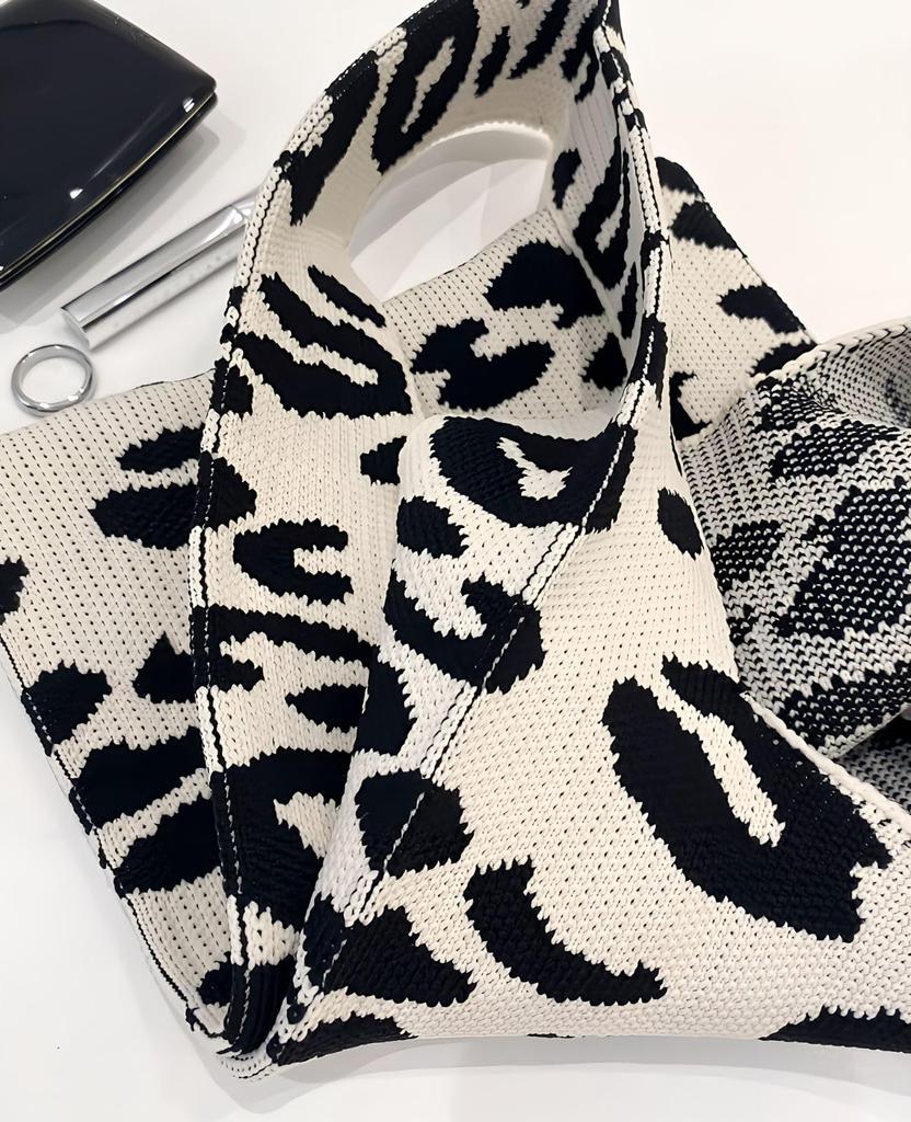 Leopard Print Mini Mini Tote Small Knit [Liberte555] Bag, Bag, Ladies' Bag, Bag, (leopard Print)