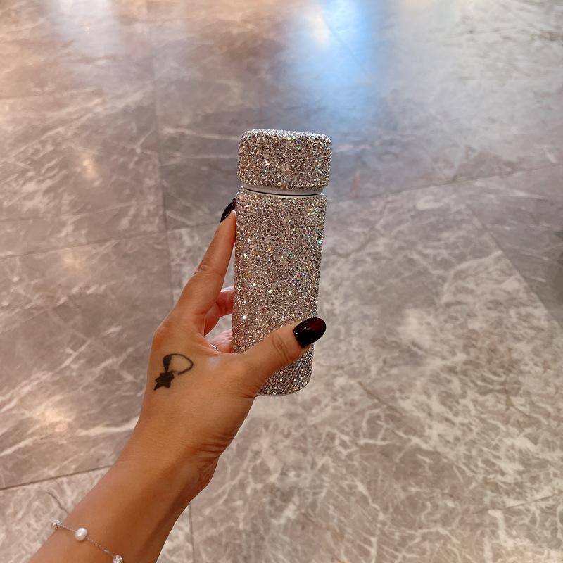 

Корпус автомобильного стакана для воды из нержавеющей стали 304, инкрустированный сверкающими стразами, герметичный 150 мл подарок для женщин 150ML