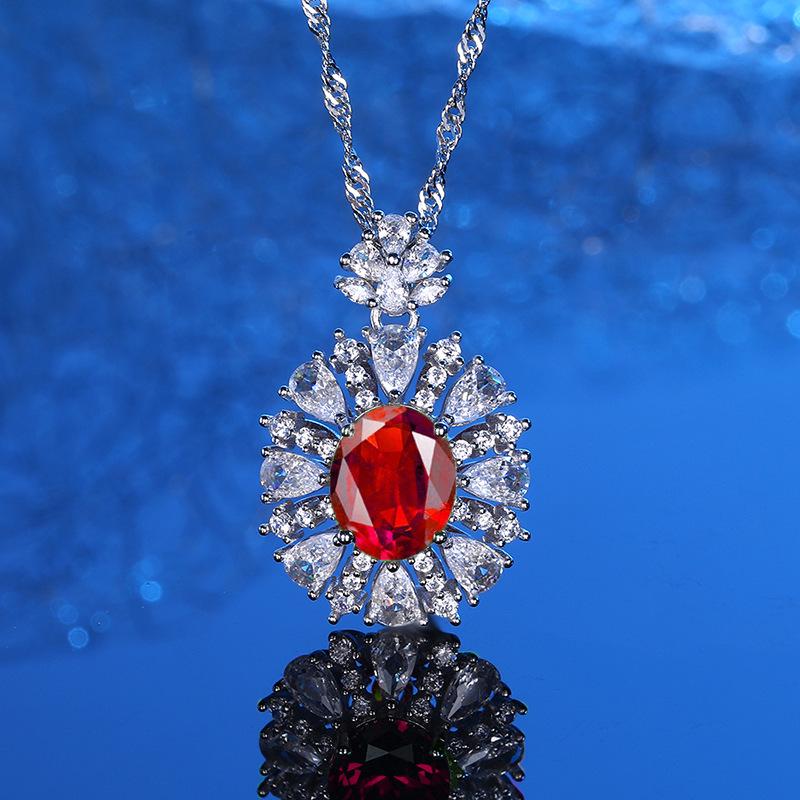 European Style S925 Sterling Silver Multicolor Pendant Necklace with 5A Full Diamond for Women