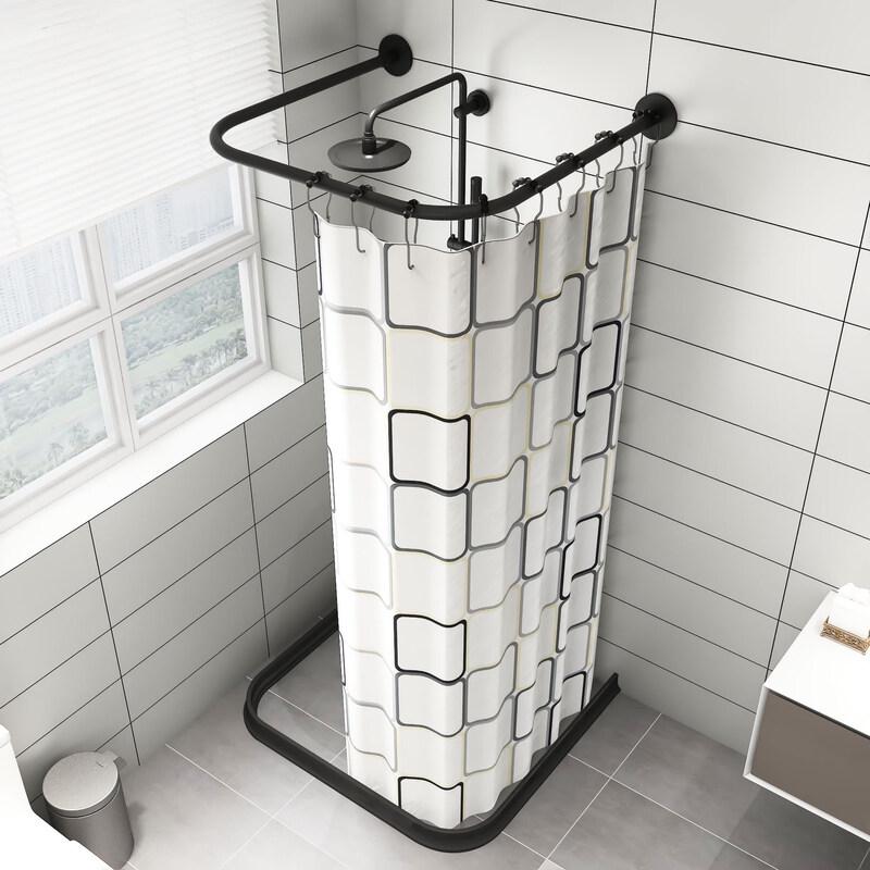 

LIEI Punch-Free U-Shaped Waterproof Shower Curtain Set