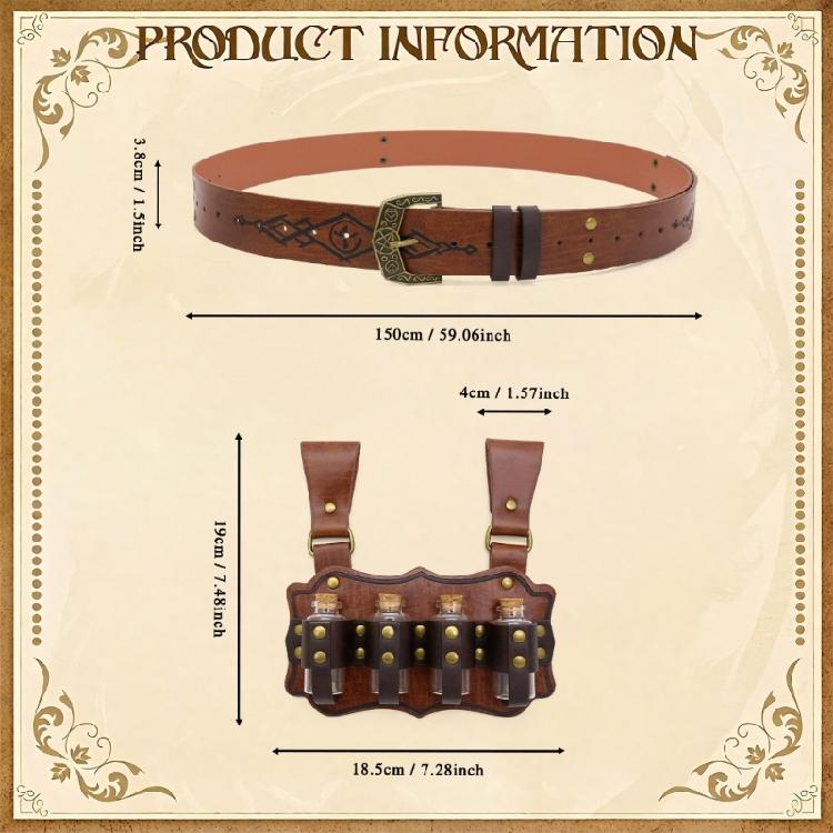Auffällige Steampunk-Stile PU-Leder Taillengürtel-Set mit Mehrzweck-Alchemie-Flasche Halloween-Kostümzubehör