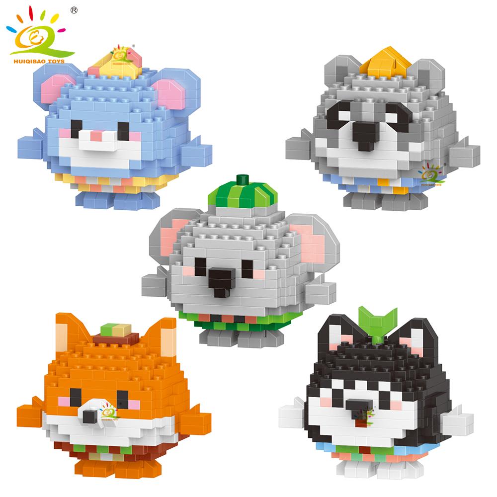 HUIQIBAO MOC Tier Mikro-Baustein Mini Niedlich 3D Diamant Modellstein DIY Stadtbau Spielzeug für Kinder Schreibtischdekoration