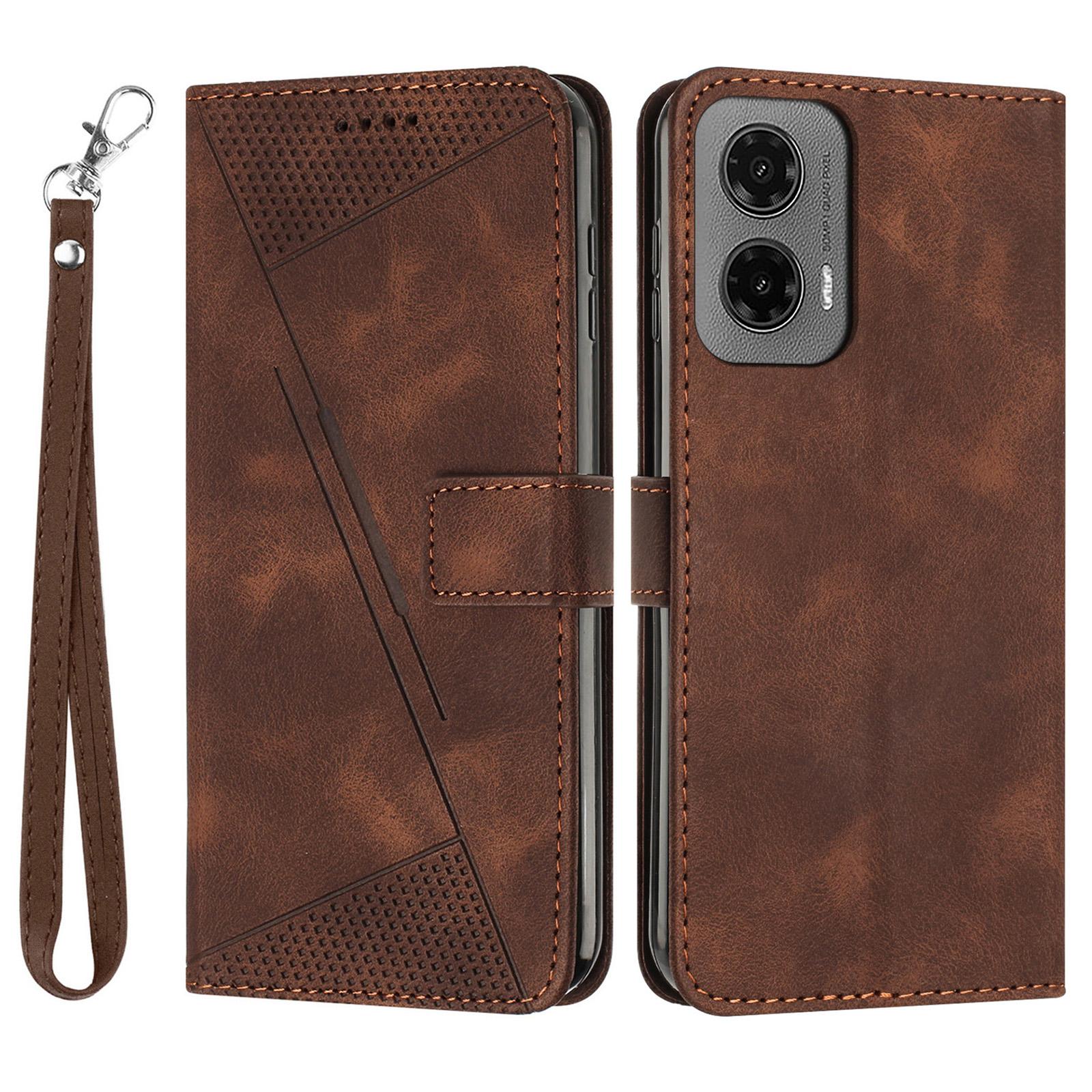 

For Motorola Moto G35 5G Case Handbag Imprinted Triangle Leather Phone Cover E