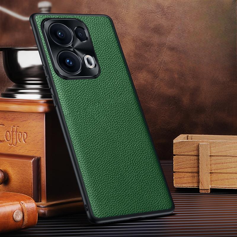 Applicable To OppoReno13pro Shell High-end Lychee Pattern Reno12 Male and Female Anti-fall Lens 11p Business Leather Case