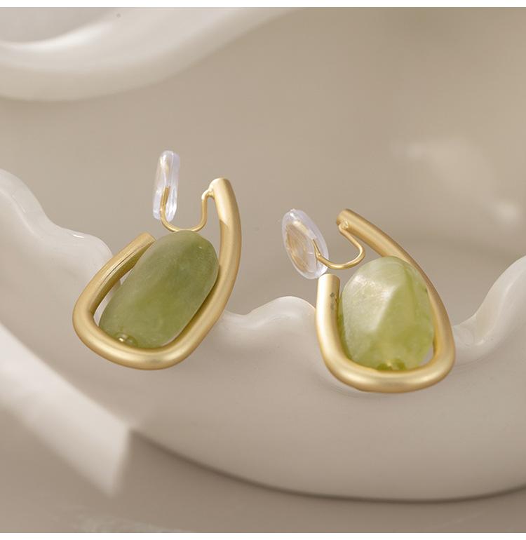 

Модные серьги в стиле ретро с зеленой геометрией, новые противомоскитные спирали без пирсинга, зажимы для ушей