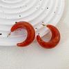 Siasiya Red Crescent Resin Stud Earrings – Women’s Autumn/Winter Collection: Elegant, Niche Style Hoops and Bracelet Set