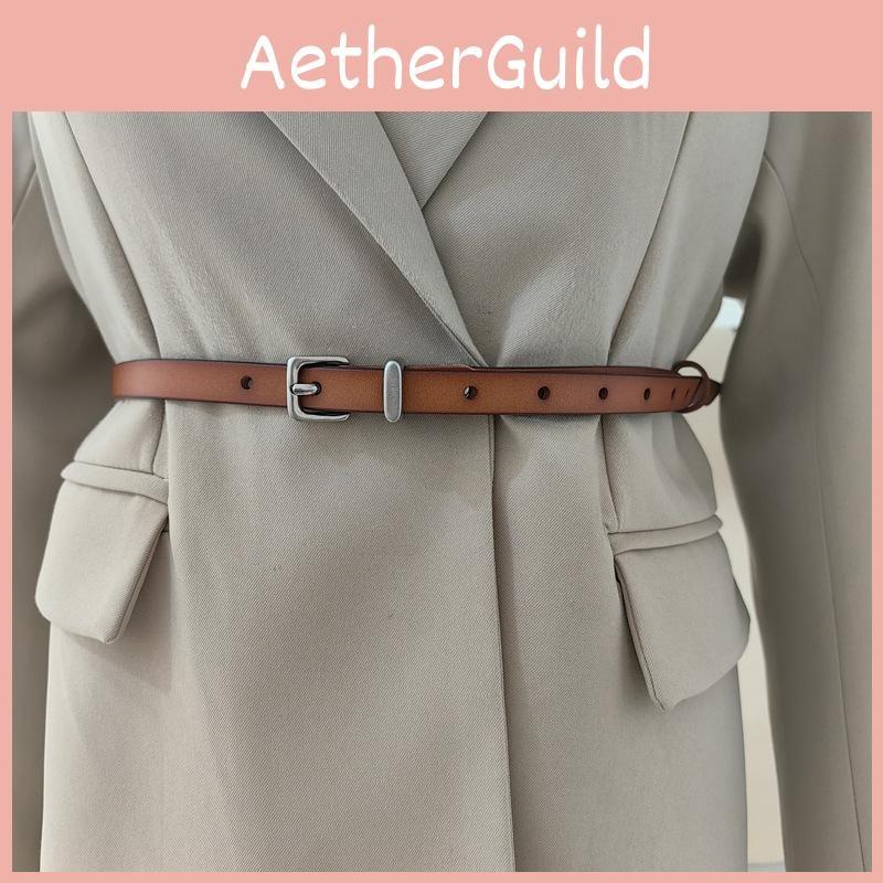 Genuine Slim Leather Belt Women With Alloy Pin Closure For Fashionable Daily Use