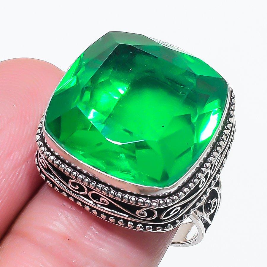 

Натуральный Индиголитовый Турмалин 925 Стерлинговое Серебро Ювелирное Кольцо Размер 9 J6N54