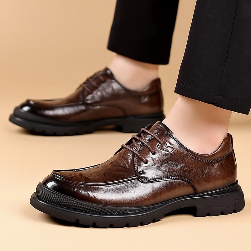 Fashion High End Brand Men's Genuine Leather Shoes British Style Brown Lace Up Brogue Shoes Interview for Commuting Men's Business Shoes