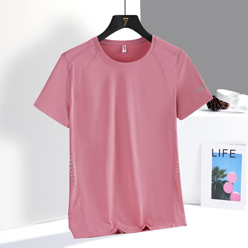 Women's Quick-Dry Ice Silk T-Shirt, Lightweight & Breathable, Casual Round Neck Short Sleeve