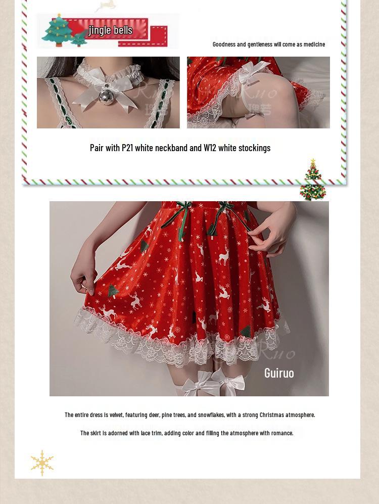 Samt-Print Übergröße Weihnachts-Dessous Camisole Nachthemd Set