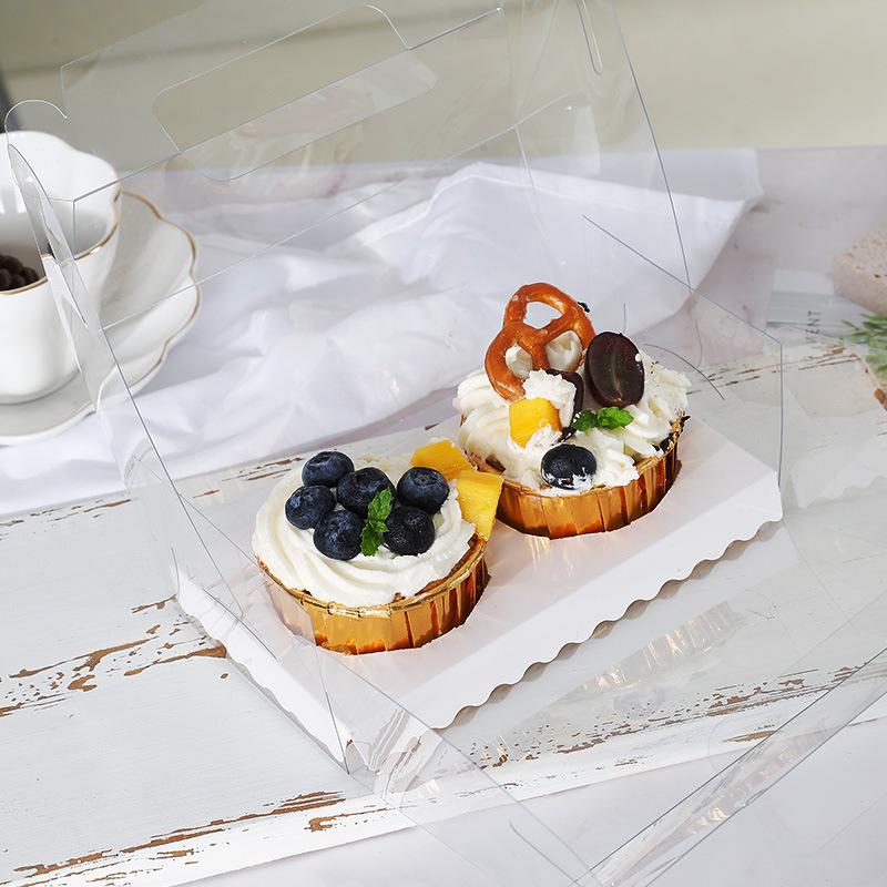 WTEMPO 6PCS 1/2/3 Cavities Thickened PET Pastry Muffin Cake Boxes Transparent Cupcake Hand-held Packaging Boxes Wedding Festival Party Supplies