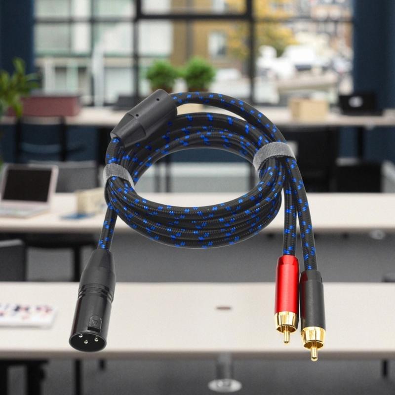 3Pin to 2RCA Splitter Cable Wire Shielded Interferences Resistant for Studio Equipment and Live Performances