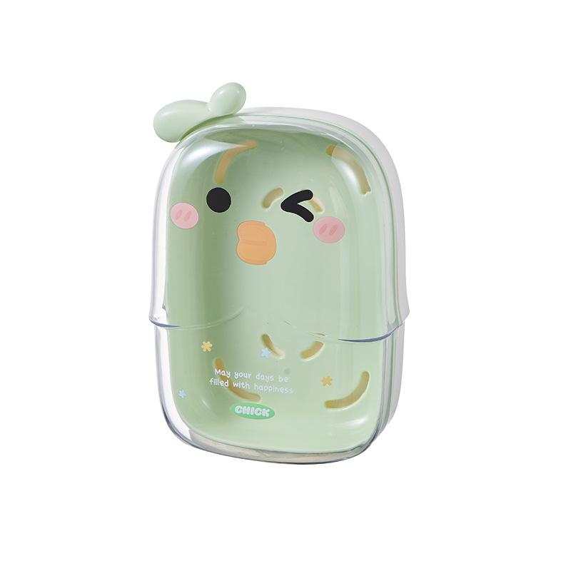 

Cute Cartoon Duck - Shaped Soap Case, Portable Travel Soap Holder with Drainage, Double - Layer Moisture - Proof for Bathroom зелений