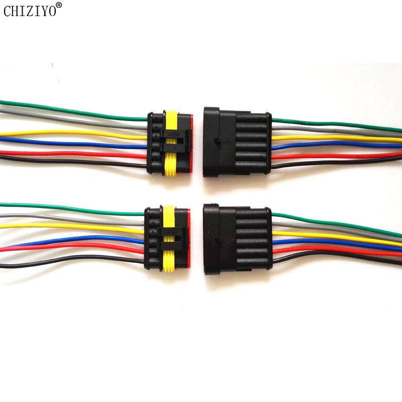 5pcs/lot 1.5 Kit 2/3/4/5/6 Pin Female Male Waterproof HID Electrical Wire Cable Automotive Connector Adapter Car Plug