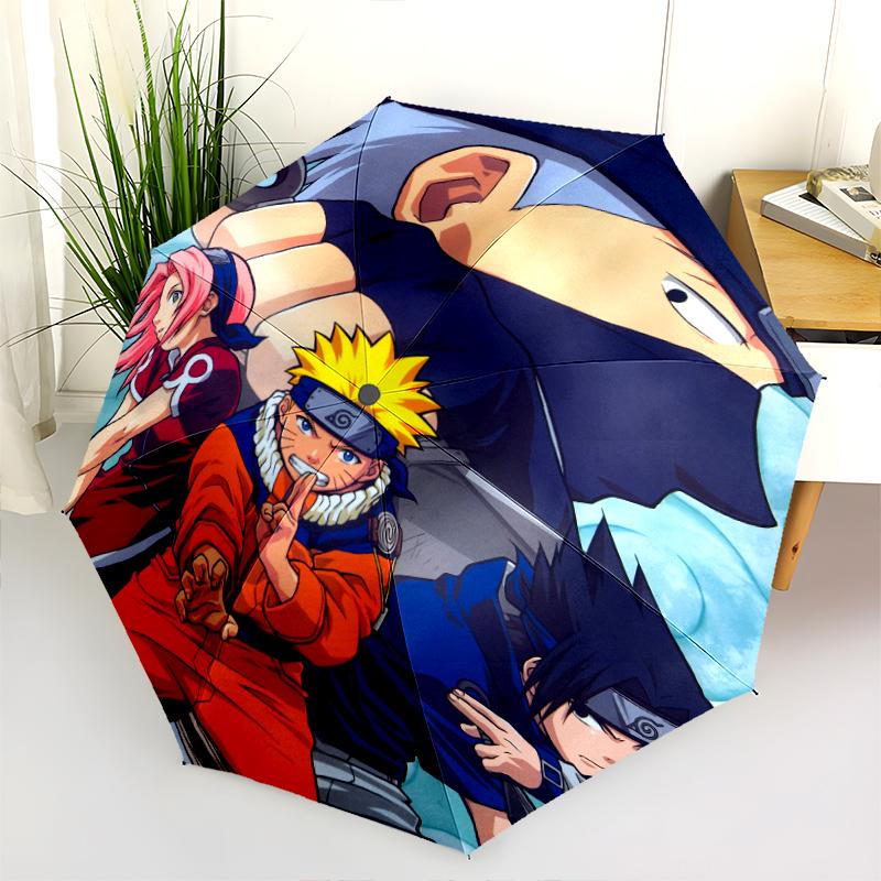 Naruto pattern, automatic folding umbrella, portable and foldable design, 8 ribs, a Christmas or birthday gift.