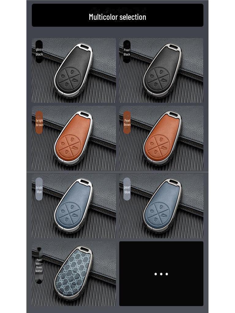 Key Cover for 2022 NIO ES6/ES8/EC6 - Double-Sided Leather and Metal Design, Unobstructed Signal Protection
