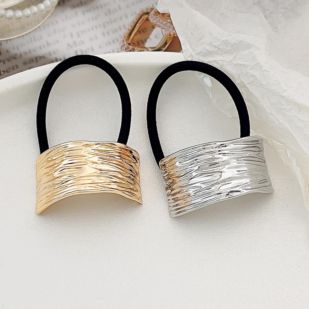 4Pcs Metal Circle Hair Cuff Elastic Hair Band Hair Ties Ponytail Holder Hair Rope Accessory for Women Girls