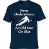 Never Underestimate An Old Man on Skis T Shirt Men Adventure SKI Casual Tshirt Gift for Snowboarder Love Snowboarding Tee