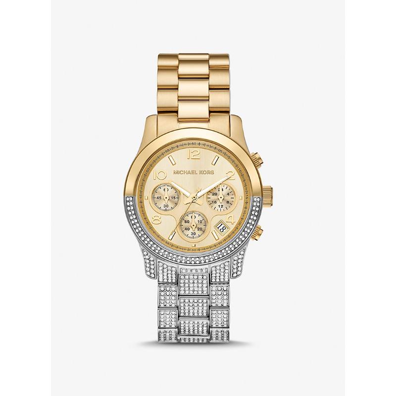 

Двухцветные часы Michael Kors Runway с паве MK7329 серебряный