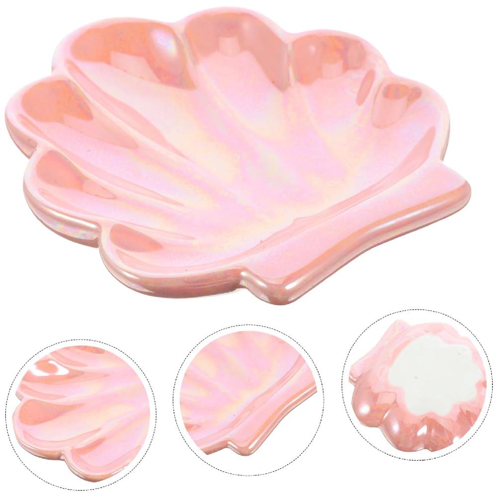 

Shell Trinket Dish, Ceramic Ring Holder/Jewelry Tray Cute Organizer Plate Vanity Decorations Accessories for Home Décor Bathroom
