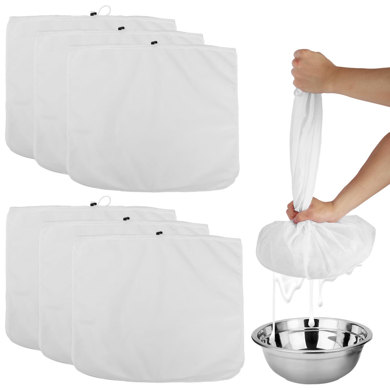 

6/12pcs pack fine mesh filter bag, reusable brewing filter bag adjustable drawstring filter bag for juice extraction