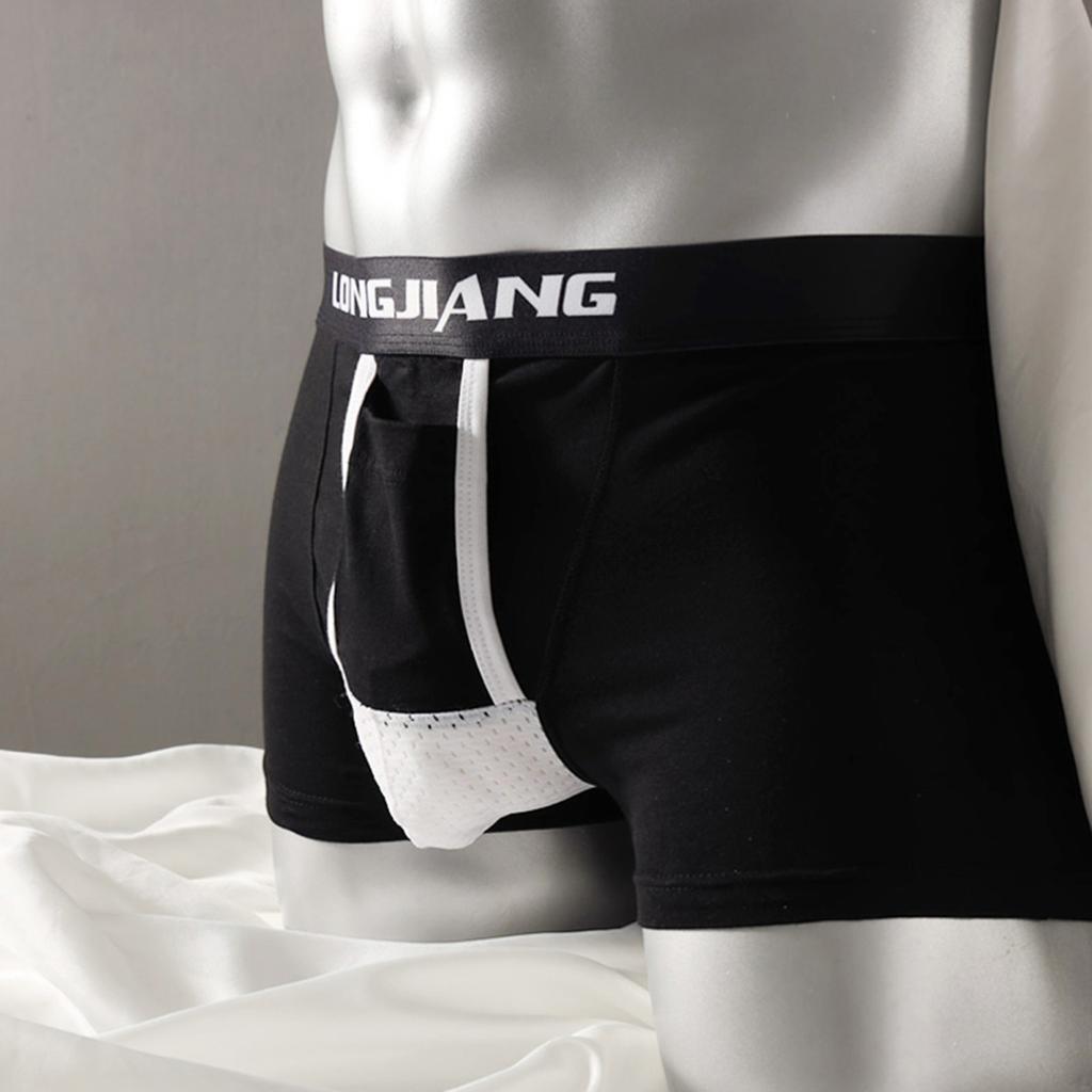 Yousheng Męskie bokserki z podparciem jąder, nadrukiem w litery, elastycznym, średnim stanem, oddzielną kieszenią, odprowadzające wilgoć
