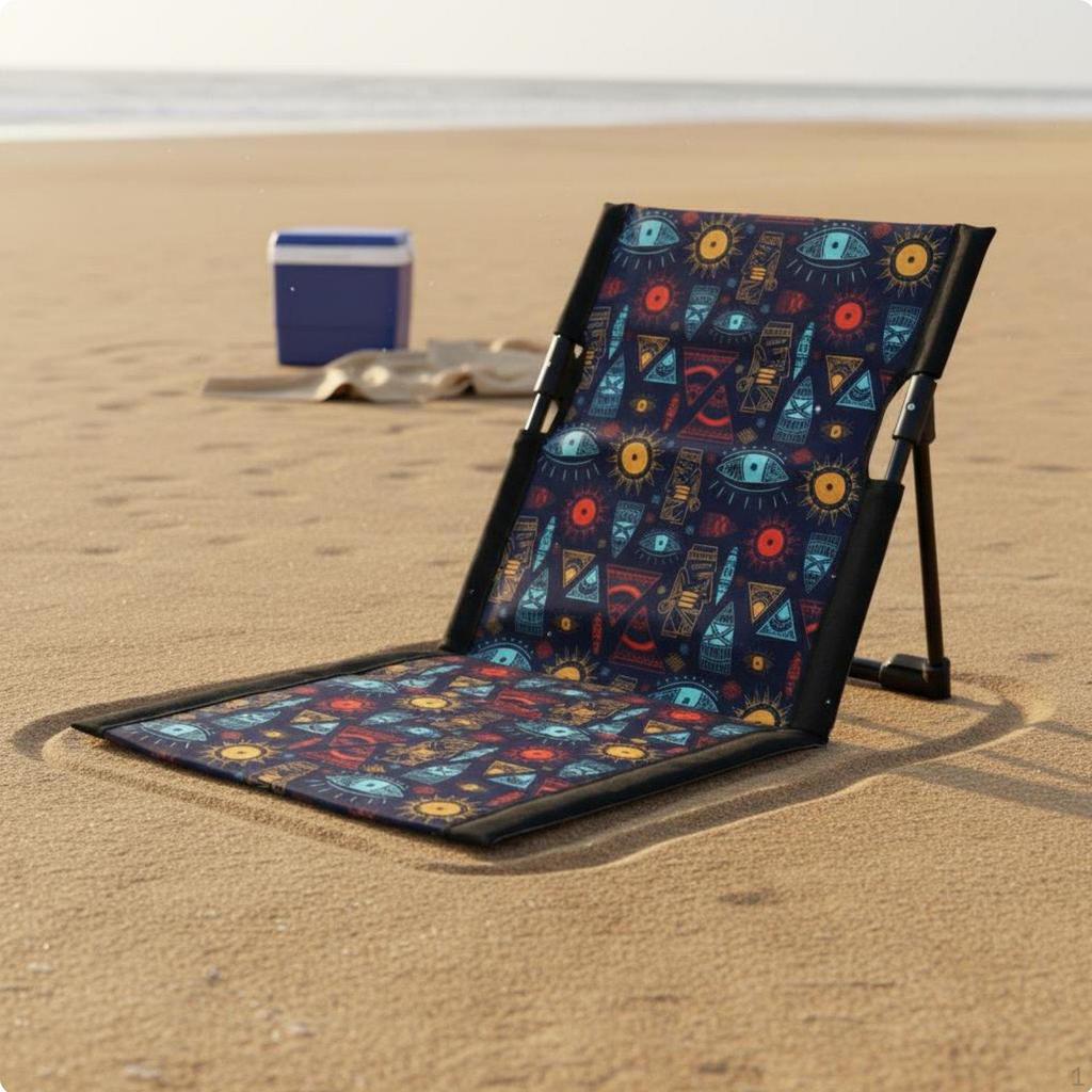 Sedia da Spiaggia Pieghevole Portatile Seduta da Terra Pieghevole con Schienale Cuscino da Terra per Bambini,