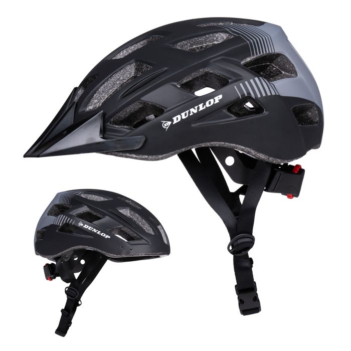 Casque De Vélo - Dunlop - M - Noir - Réglable 55-58 Cm - 6 LED Avec 3 Modes D'éclairage